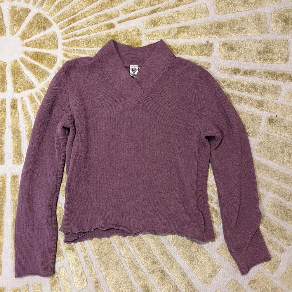 prAna Womens M Purple V-Neck Sweater Long Sleeve Knit Pullover Casual Outdoor - Picture 2 of 8